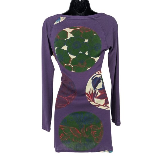 Custo Barcelona Floral Tunic Top Women Size S Asymmetrical Neck Artsy Y2K Retro - Picture 2 of 9